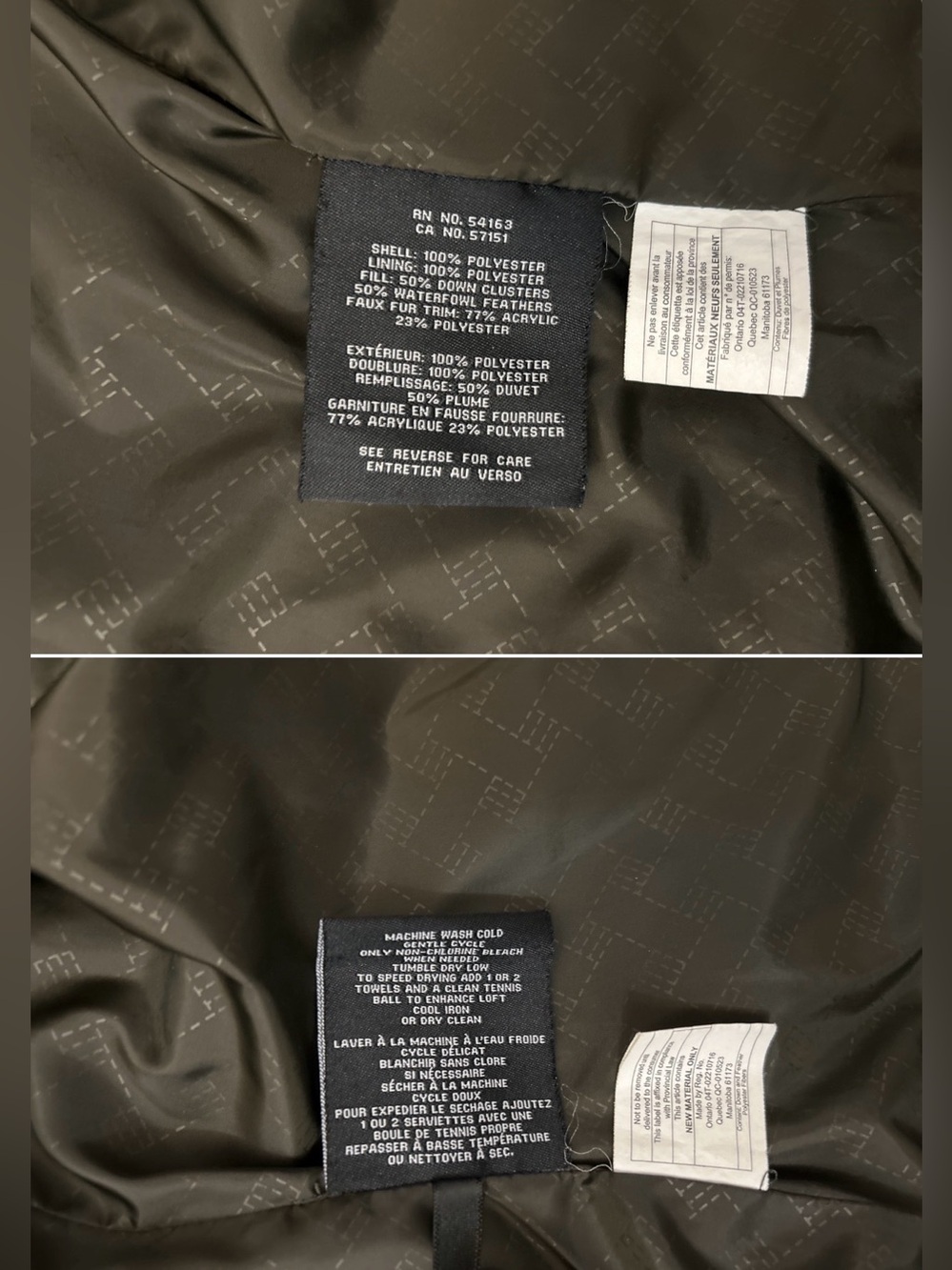 Cole Haan Signature Olive Green Down Puffer Hooded Jacket with Faux-Fur Medium - Picture 12 of 15